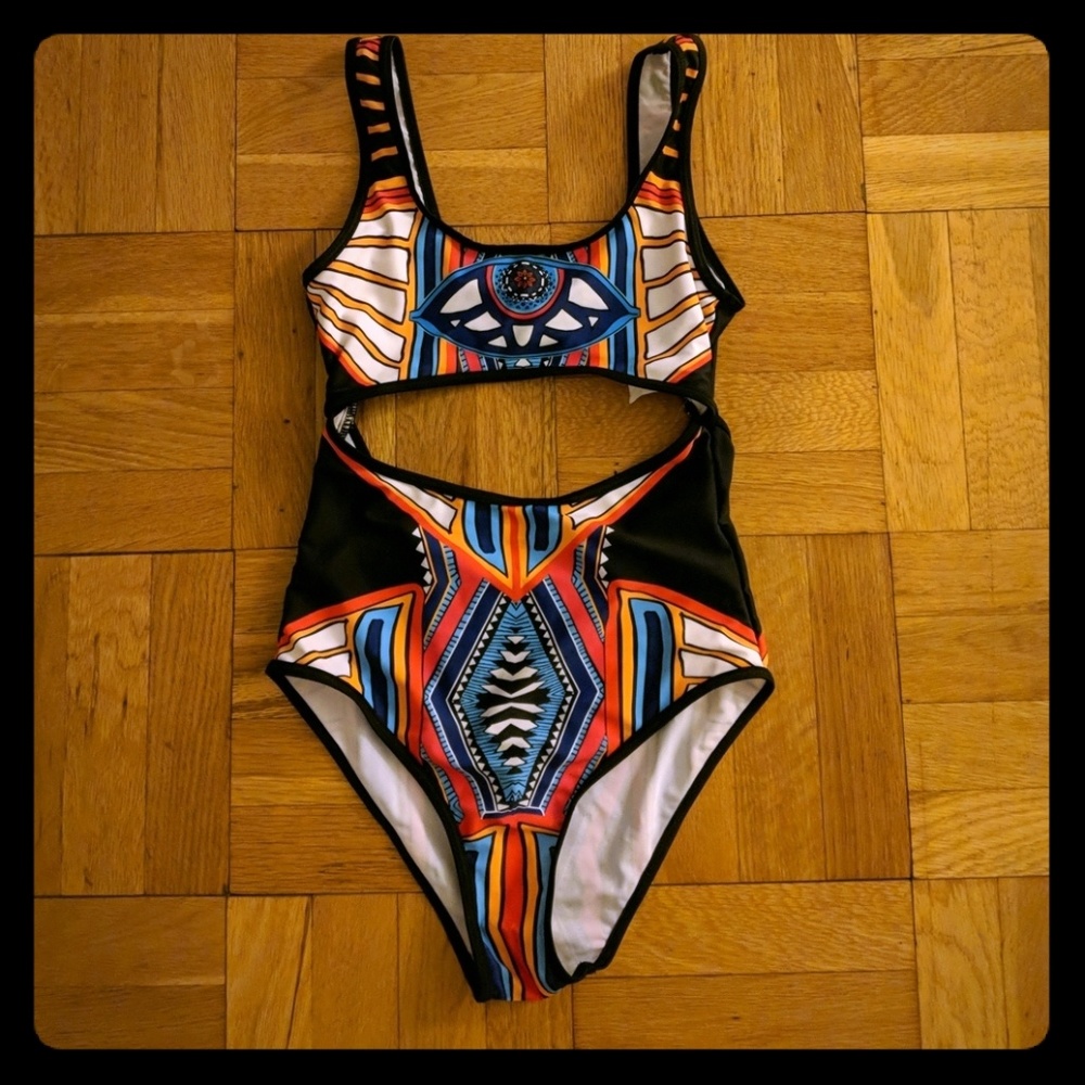 New Mara Hoffman style cutout one piece swimsuit S